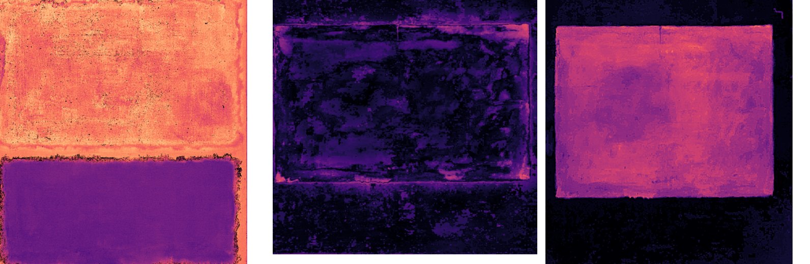 ISR derived analysis plate, Rothko pair: cone-opponent colour structure and tone-chroma modulation maps