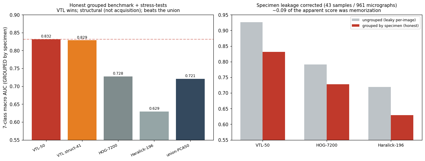 STK benchmark comparison and specimen-leakage correction