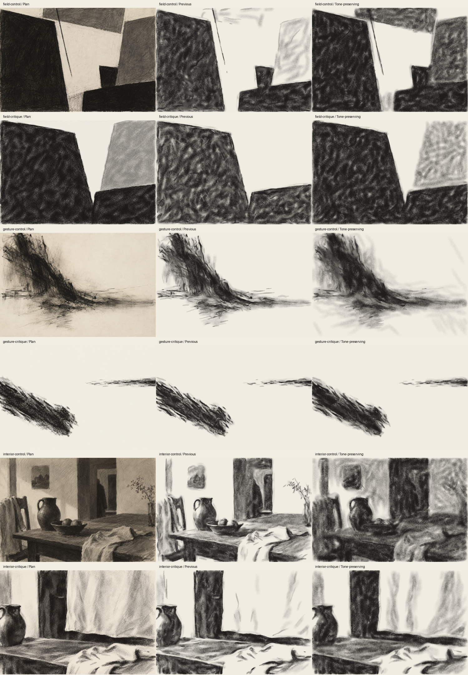 Six plans with previous and corrected native renders
