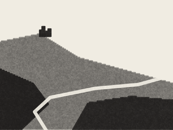 Road crosses the slope