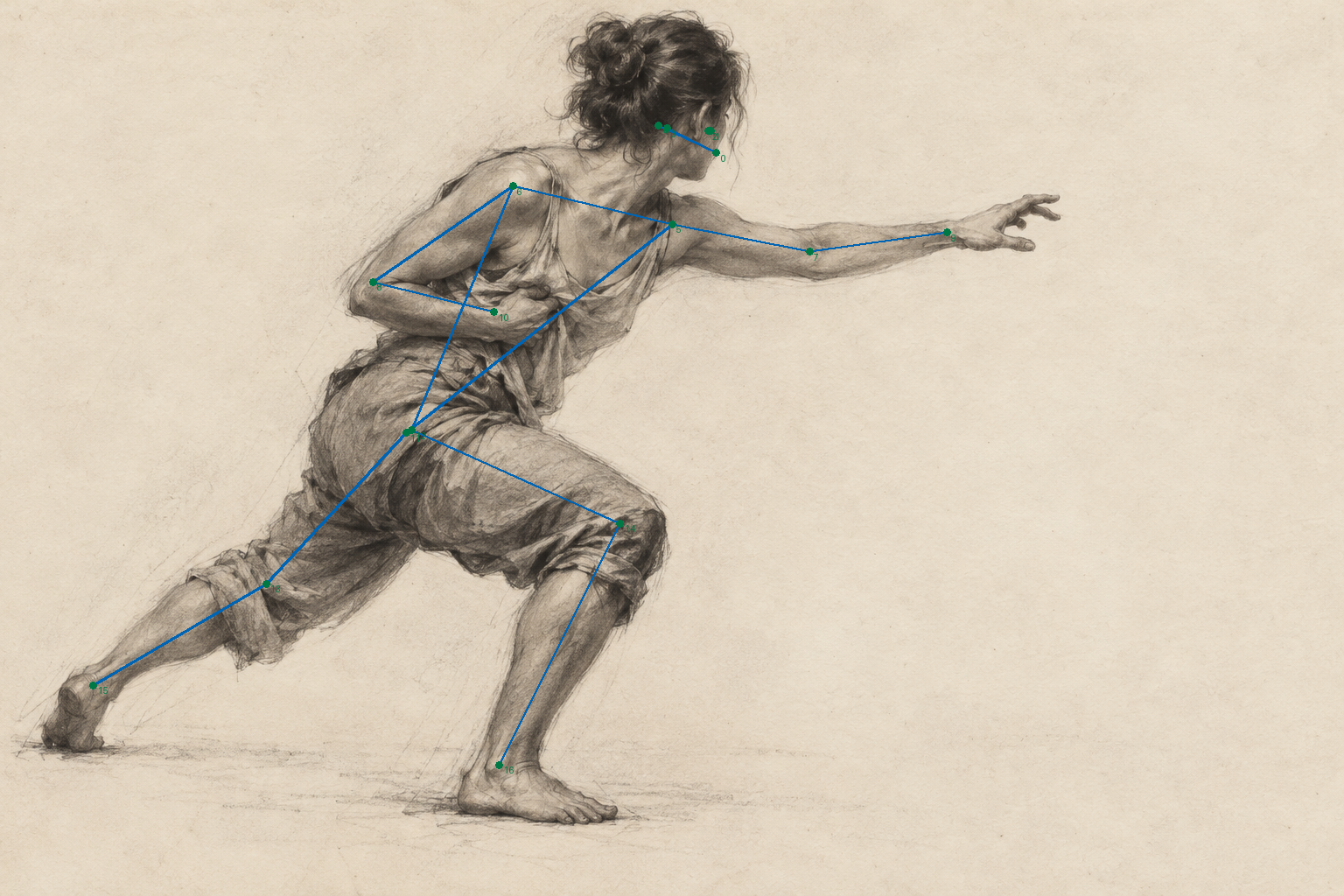 reach-01: inferred joints over original drawing; diagnostic overlay