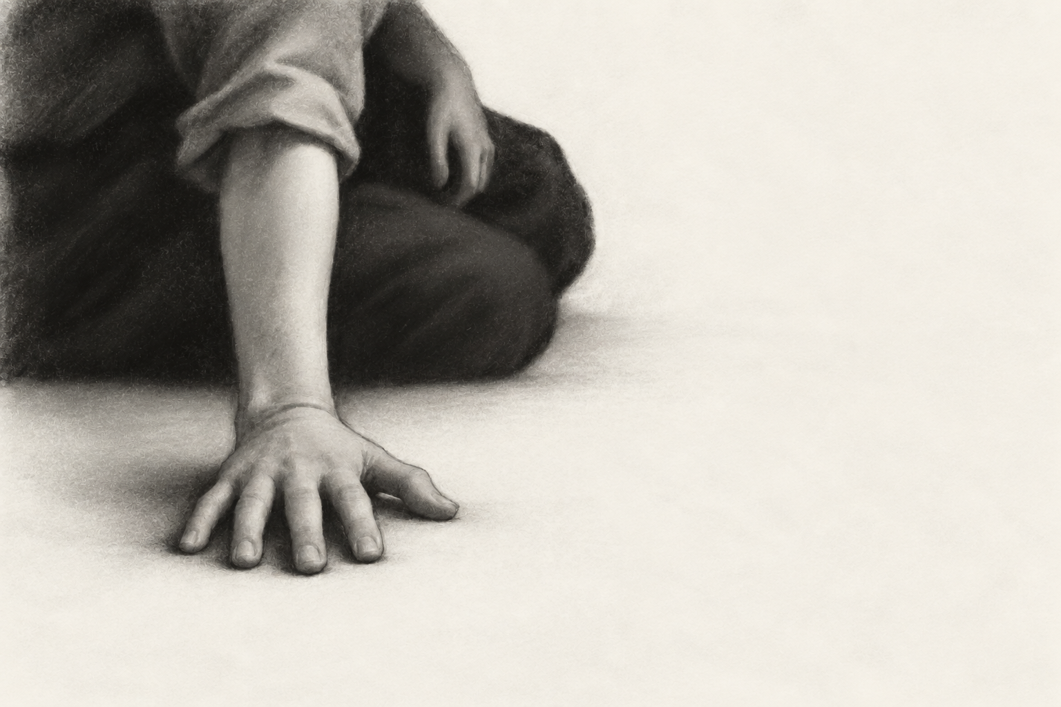 A: simplified dark body and clear foreground hand