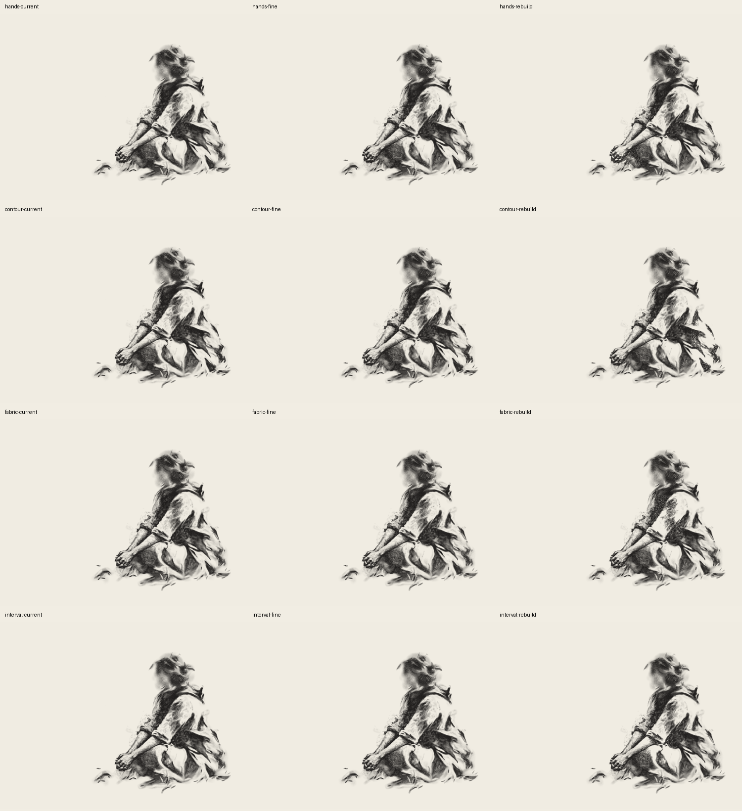 Twelve whole-drawing results