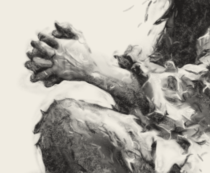 Hands after finer drawing